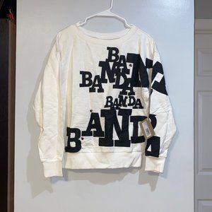 Band Of Outsiders Medium 2 Logo Black White Sweatshirt Women's Pullover Ivory